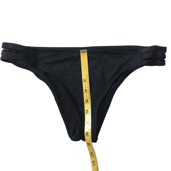 Mossimo Hipster Bikini Bottom Womens Size M Black Triple Ladder Sides Beach Pool - Picture 6 of 7